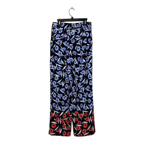 Ann Taylor black blue red floral side zipper pants size 00P - Picture 2 of 9